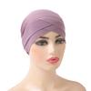 H117 Forehead Criss Cross Muslim Turban Pure Color Stretch Inner Hijabs For Caps Ready To Wear Women Head Scarf Under Bonnet