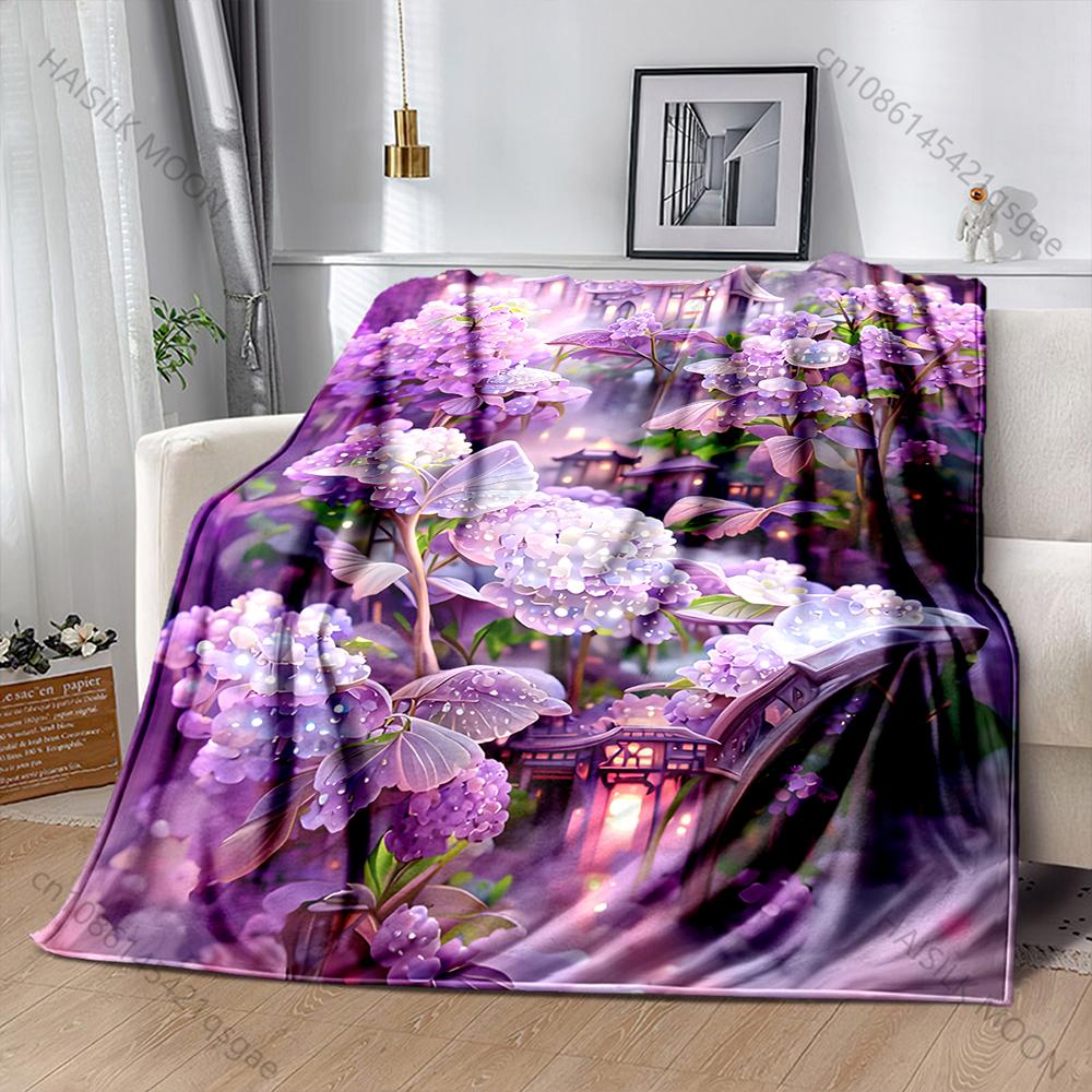 1PC Romantic Dream Garden Print Blanket Warm and Comfortable Blanket for Sofa Bed Travel Camping Picnic Car RV Luxury Gifts