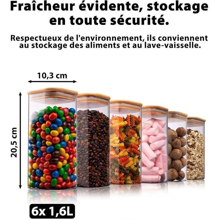 Deco haus bocaux de conservation 6 pcs avec couvercles + étiquettes hermétiques