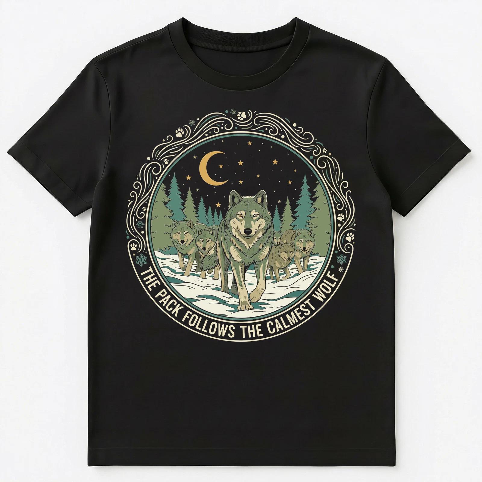

Wise Wolf Lover Calm Leadership Animal Pack Nature Art Unisex T-Shirt 3XL