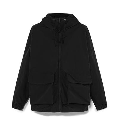 Chaqueta Casual de Exterior con Capucha Resistente al Agua para Hombre Chaqueta Negra A69QF001