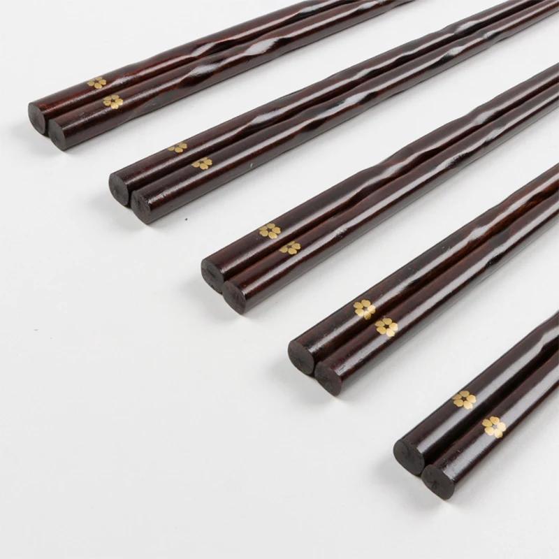 

5 пар Японских палочек для суши Натуральное дерево Экологичные Многоразовые Деревянные Корейские Китайские палочки для еды Набор