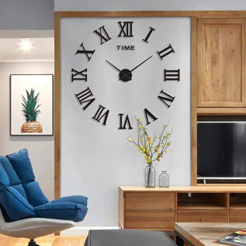 Creative Clock Living Room Modern Simple Wall Stickers Clock Wall Clock DIY Three Dimensional Roman Large Wall Clock