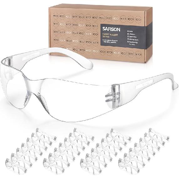 

28 Pack Kids Safety Glasses, ANSI Z87.1 Child Size Protective Goggles in 7 Colors, Scratch and Impact Resistant Clear Lens Eyewear with Color Frame Adult Size/28 Pack