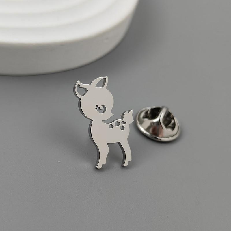 Playful Spotted Deer Brooch Cufflinks Cartoon Cute Exquisite Cutting Design Suit Coat Accessories 14k