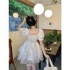 Summer princess sweet and spicy style dress women's youth sweet three-layer gauze skirt girl fluffy cake skirt bow