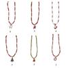 Cartoon Christmas Pendant Necklace Holiday Beaded Necklace Statement Jewelry