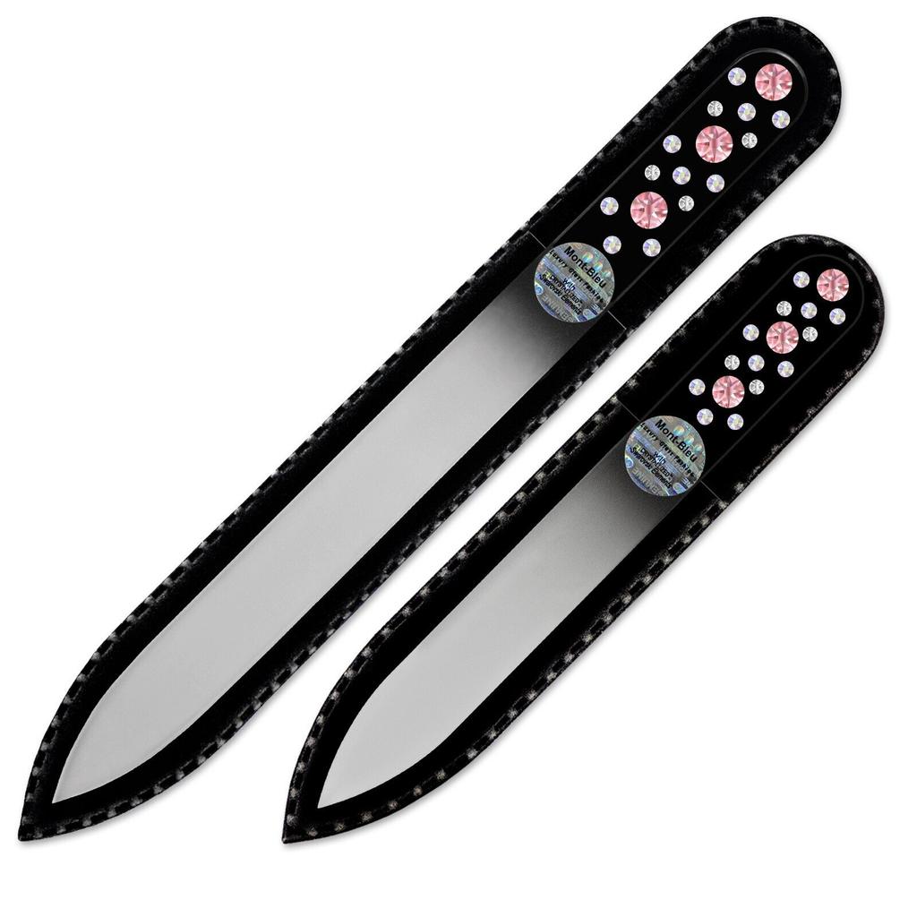 Set of 2 Black Glass Nail Files with Crystals CNB-MS