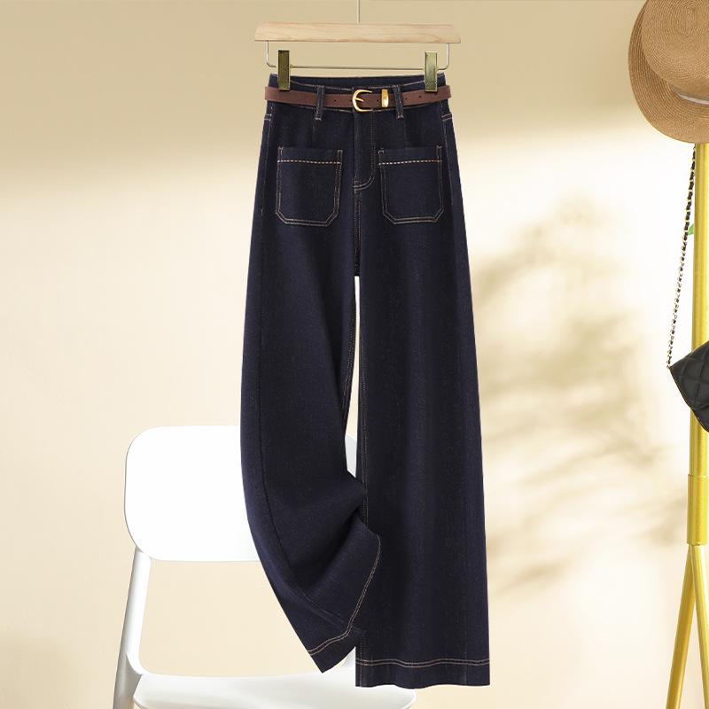 

2024 Women s High-Waist Fleece-Lined Slim Straight-Leg Drape Jeans, Dark Blue 26 [Recommended for 85-95 lbs]