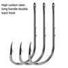 Langer Griff Doppelter Rücken Dorn Krummer Mund Langer Griff Haken Hochkohlenstoffstahl Lebendköderhaken Schnurhaken Angelgruppe