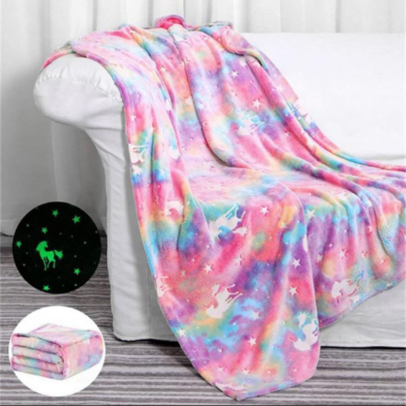 Luminous Blanket Soft Fluffy Glow In the Dark Cute Cozy Glowing All Season Throw Plush Children Air-conditioned Quilt