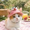 Round Brim Cat Bucket Hat Adjustable Cat Baseball Cap Colorful Pet Sun Hat  Outdoor