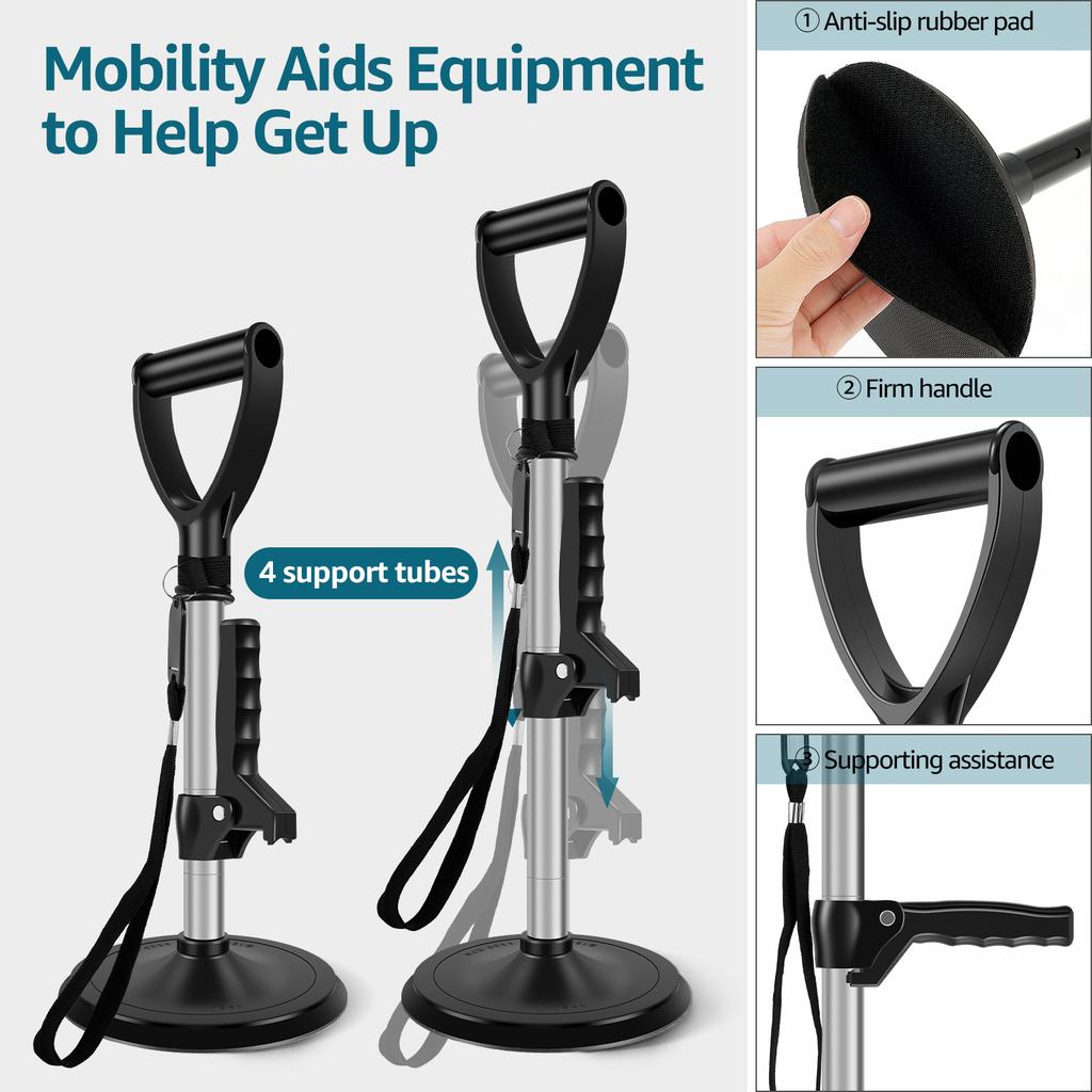 Mobility Aids Tool Height Adjustable Stand Assist Aid 6 inch Base Standing Aids Support Nonslip Mobility Assist Tool Lift Assist