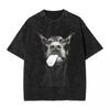 Camiseta Lavada Engraçada de Cachorro Doberman Streetwear Retrô Camisetas Tops para Homens Mulheres Manga Curta High Street Verão