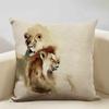 Watercolor Animal Horse Chicken Lizard Cow Antelope Decorative Pillow Case 45x45cm Cushion Cover for Sofa Home Decor