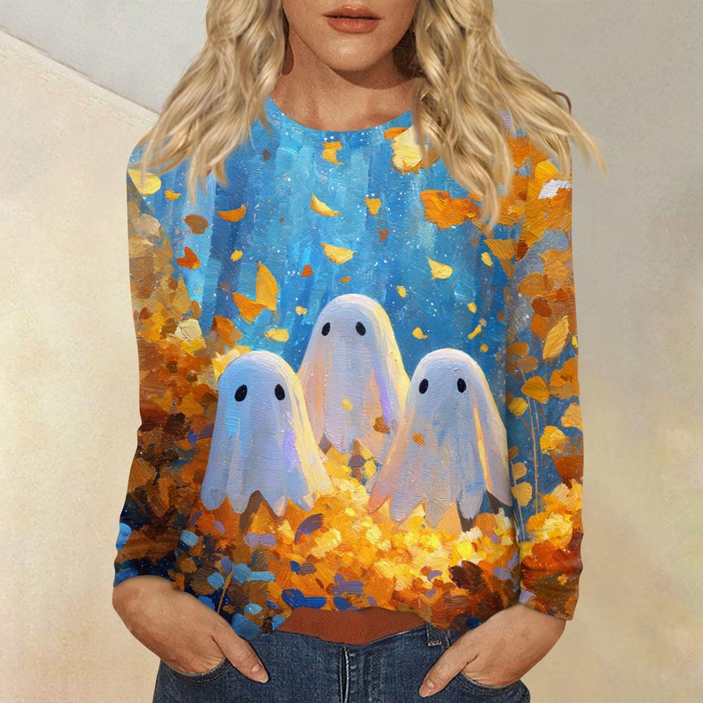 Women's Daily Casual Long-sleeved Printed O-neck Top