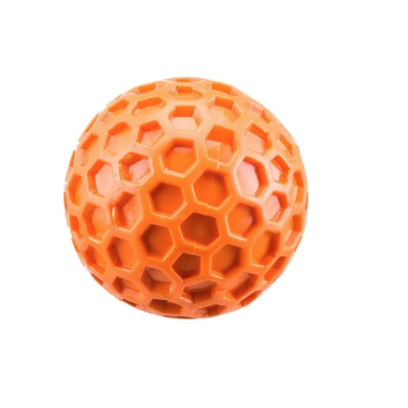 

Interactive Dog Toys - Natural Rubber Honeycomb Balls Bite Resistant Teething Chew Toys with Sound for Clean Teeth Pet Play 5.5cm помаранчевий
