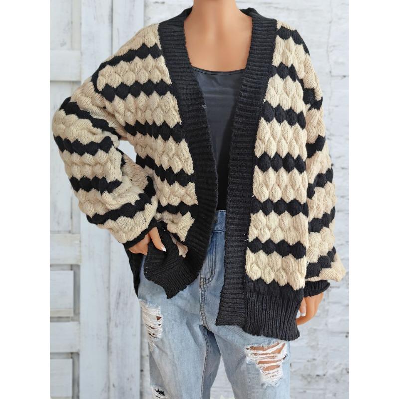 

Женский повседневный кардиган в полоску с цветным лоскутным узором XL абрикосовый