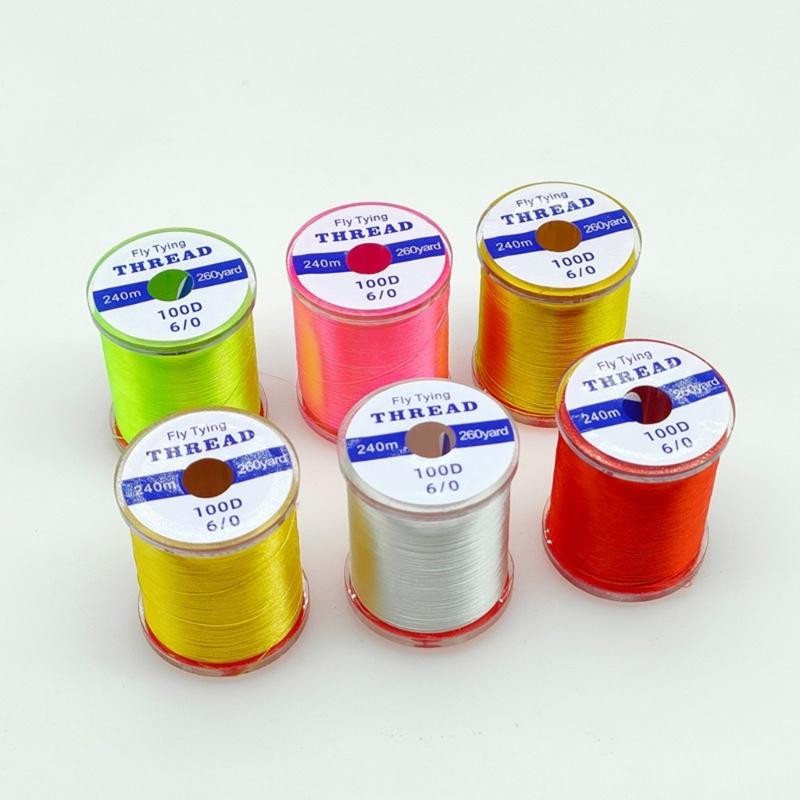 240M Fly Tying Thread Set 6 Bright Color High Strength Fly Tying Thread Fly Tying Wire for Saltwater and Freshwater