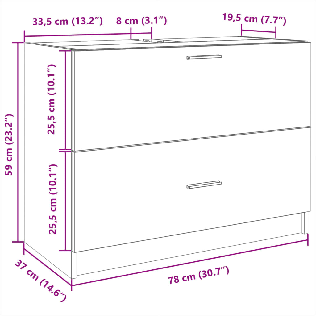 Washbasin Cabinet In Sonoma Oak 78 X 37 X 59 Cm Particleboard