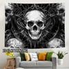 1pc Gothic Skull Party Banner - Black and White Skull Horror Aesthetics, Durable Polyester, Suitable for Halloween
