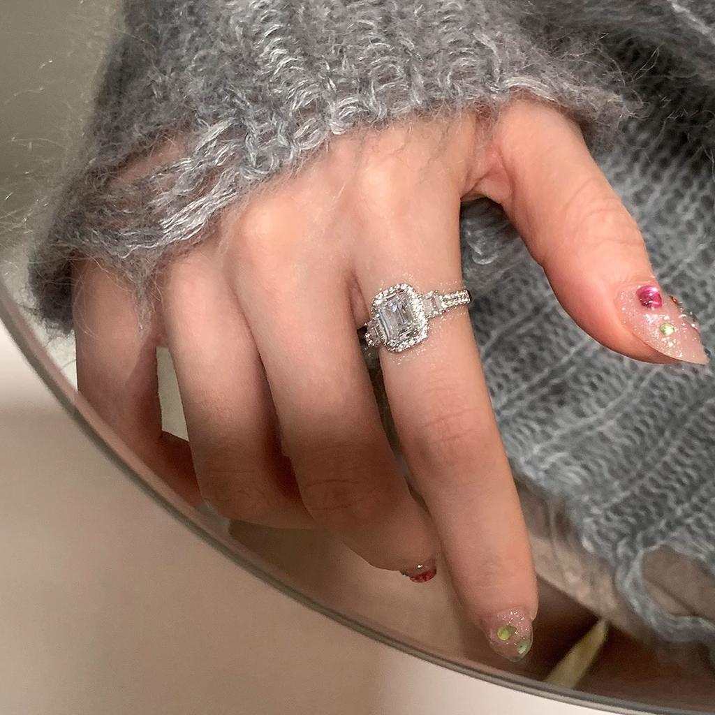 VENTFILLE 925 Sterling Silver Zircon Geometry Ring Shining Engagement Sweet Minimalism Fashion Versatile Jewelry Gift Dropship