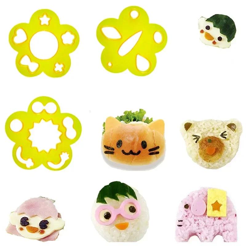 Kitchen Embossing Rice Seaweed Maker Making Decoration Device DIY Ball Molds Moulds 2/3/4Pcs Bento Cutter Cartoon Gadgets Sushi