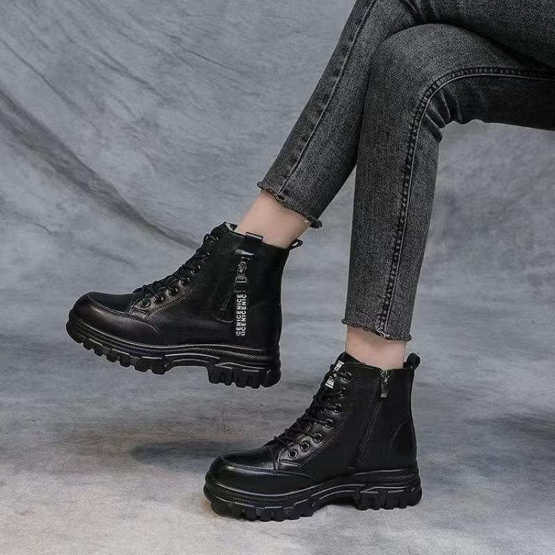 Internet Celebrity Martin Boots Women's Autumn and Winter British Style Velvet Short Boots Small Platform Cotton Shoes