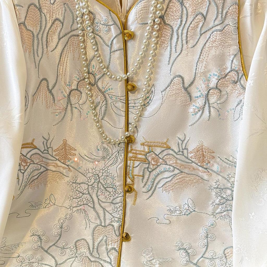 Women's Double-Sided Embroidered Chinese Style Vest and Loose Shirt Set for Spring and Autumn 2025