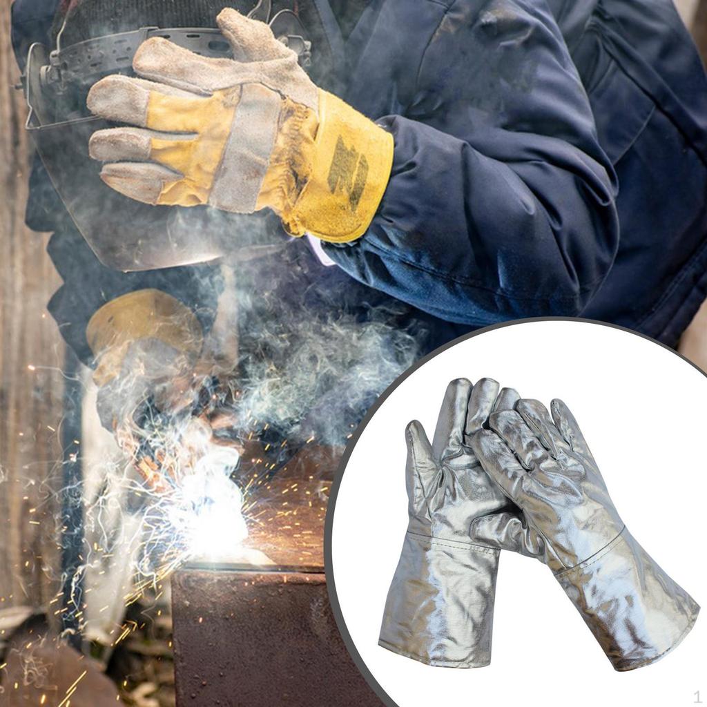 2 Aluminum Foil Welding Gloves, Heat Insulating Comfortable, Professional, Resistant