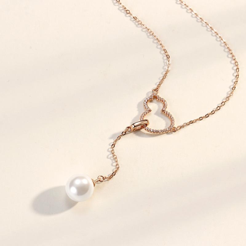 Gourd Tassel Pearl Necklace Women's Fashion Retro Niche High-end Design Pendant Accessories
