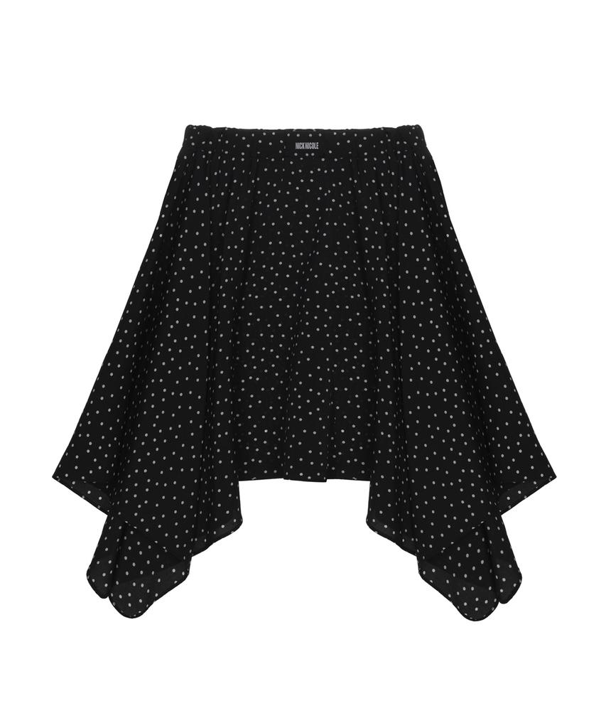 Nigaennikol Elastic Waist Satin Dot Skirt_Black