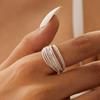 INS Minimalist Silver Color Irregular Wrinkled Surface Finger Rings Creative Geometric Punk Opening Ring for Women Girls Jewelry