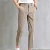 Men Suit Pants Solid Color Classic Slim Fit Straight Pattern Mid Waist Business Trousers Office Clothes