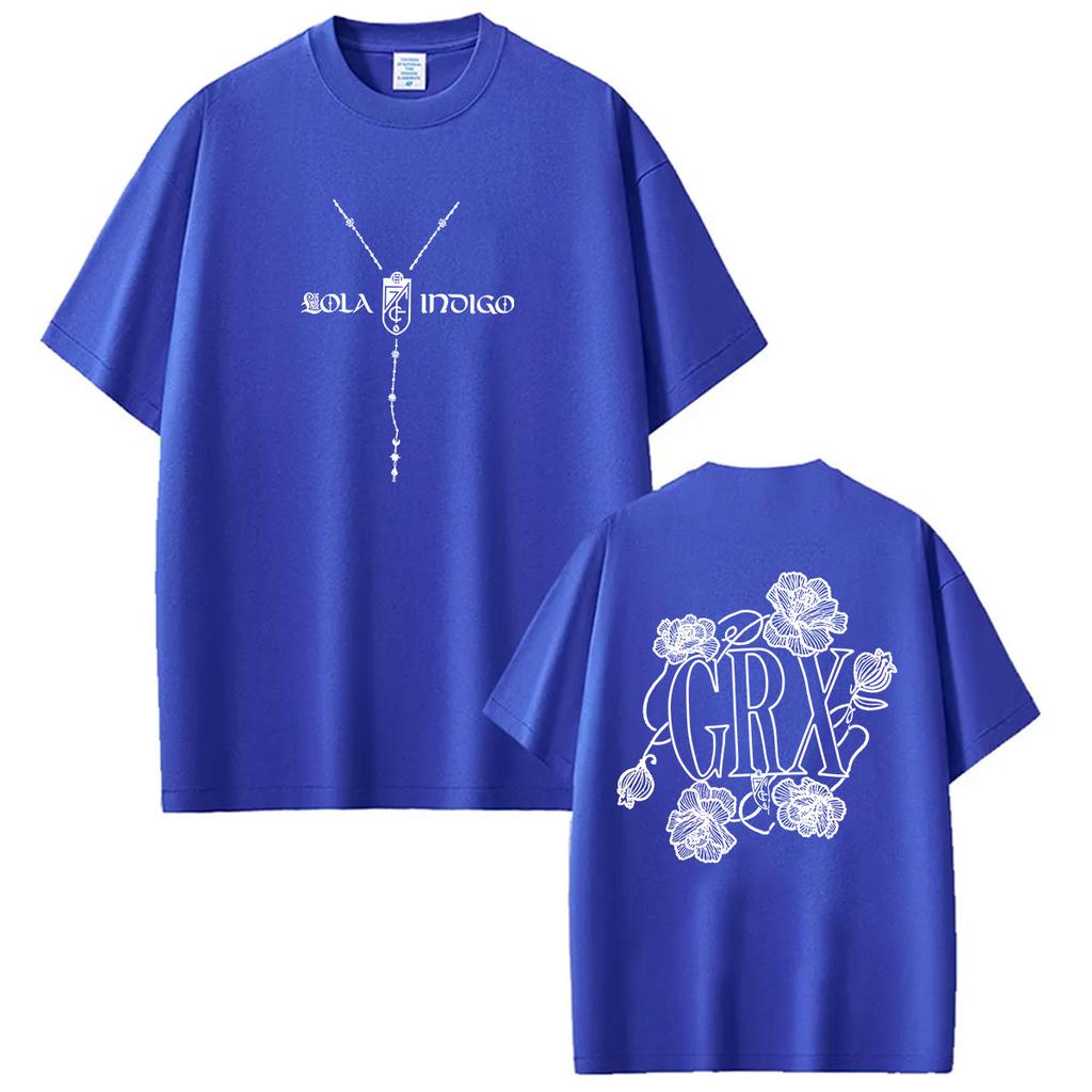 Lola Indigo GRX Tour Double Sided Print T-shirt Men Women Clothing O-Neck Y2K T-Shirts Casual Oversized Cotton Top