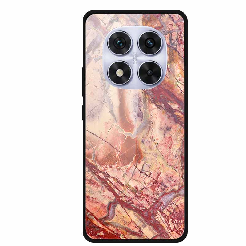 Tempered Glass Case For Xiaomi Redmi Note 14 Pro 5G Back Cover PC Hard Shockproof Cases Beer Marble Texture Cool Fashion Funda