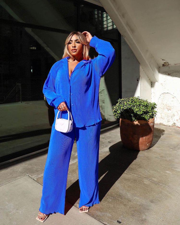 EU & US Women's Sexy Pleated Loose Casual Multi-color Set - Orange