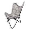Folding Office & Home Stylish Gray Leather Butterfly Chair - Comfortable Arm Rest Relaxing Butterfly Chair - with Black Powder Coated Iron Stand