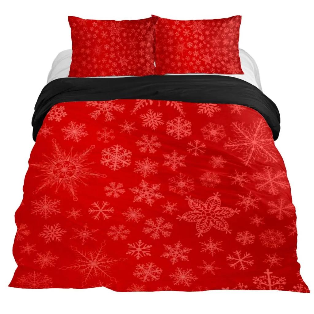 Snowflake Duvet Cover Set Winter Theme Christmas Illustration Cold Weather Season Twin Bedding Set King Size Soft Quilt Cover