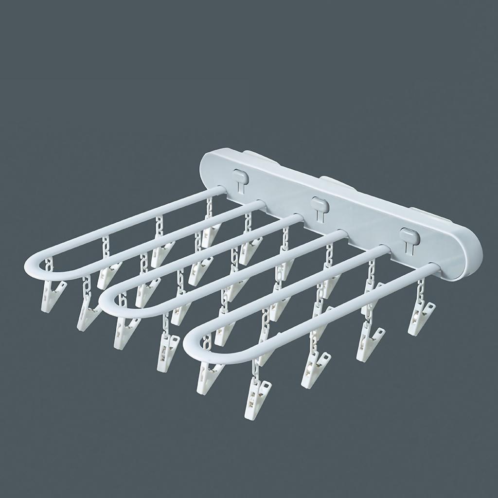 Clothes Drying Rack Wall Mounted Durable ABS Foldable Design Space Saving Clip and Drip Hanger