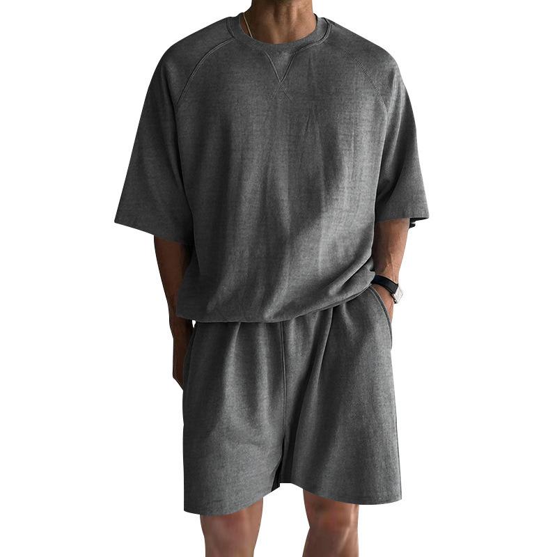 Summer Fashion Casual Sports Men'S Suit Comfortable Quick Drying Solid Color Embroidery Set Two-Piece Set For Men