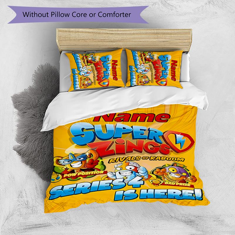 3pcs Custom Name SuperZings Bedding Set Duvet Cover Closure Includes 1 Duvet Cover & 2 Pillowcases for All Seasons Bedroom Decor