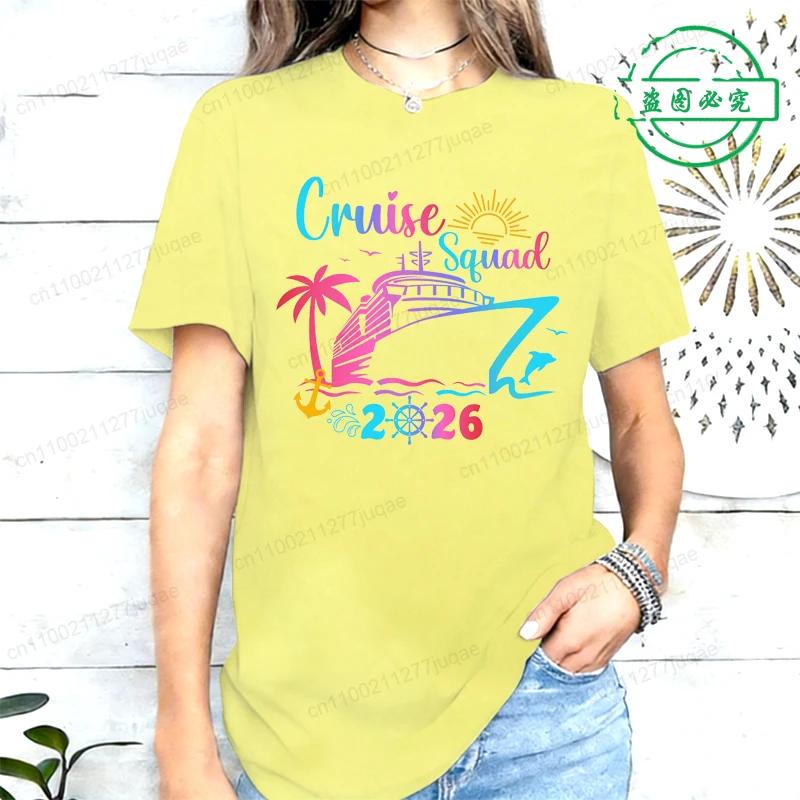 T-shirt Stampate Squadra Crociera 2026 Crociera di Compleanno in Famiglia T-shirt Harajuku da Donna Manica Corta Abbigliamento Femminile Top Tee Street