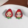Cute Strawberry Hooded Enamel Badge Cartoon Girl Brooch Sweet Fashion Style Coat Pin Lovely Gifts For Teen Girls