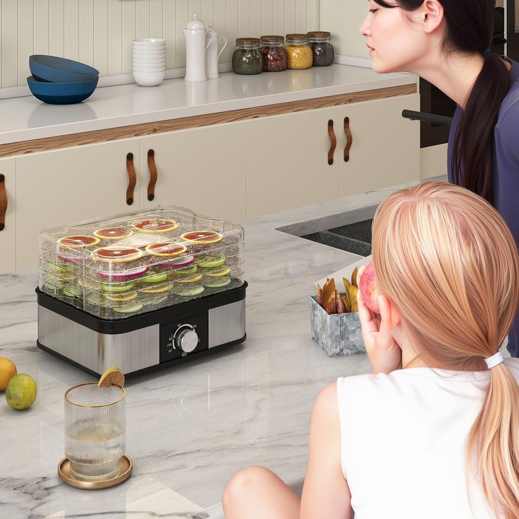 5 Tier Food Dehydrator, 245W Stainless Steel Food Dryer Machine with Adjustable Temperature for Drying Fruit, Meat, Vegetable, Jerky and Pet Treat