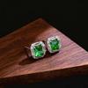 Fashion Cultivation Ruby Sapphire Emerald Square Stud Earrings Light Luxury Fashion Full Diamond Stud Earrings