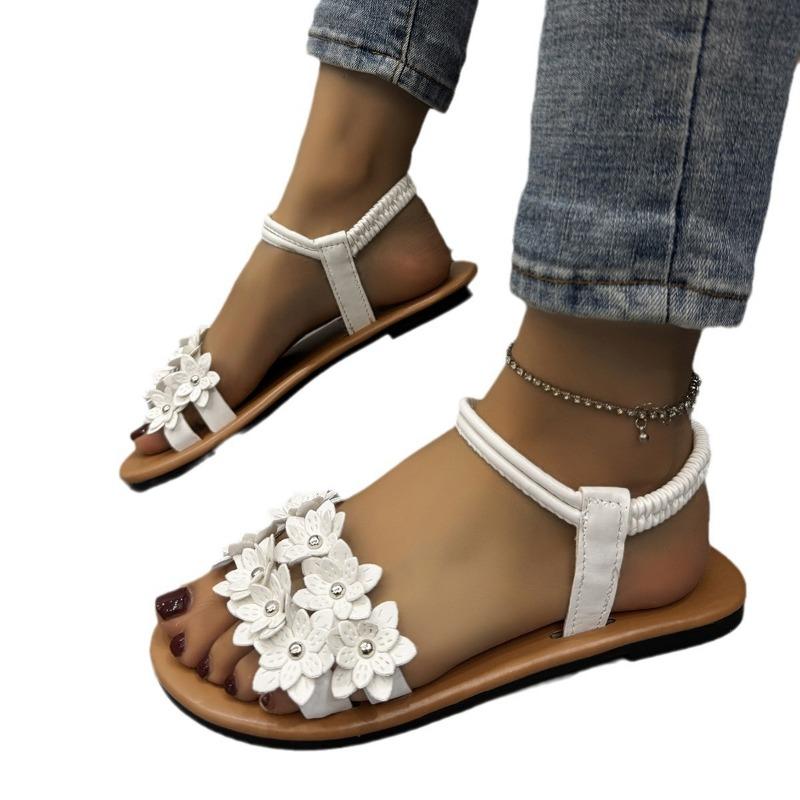 New flat-bottomed flower word large size shoes size 43 bohemian sandals wish