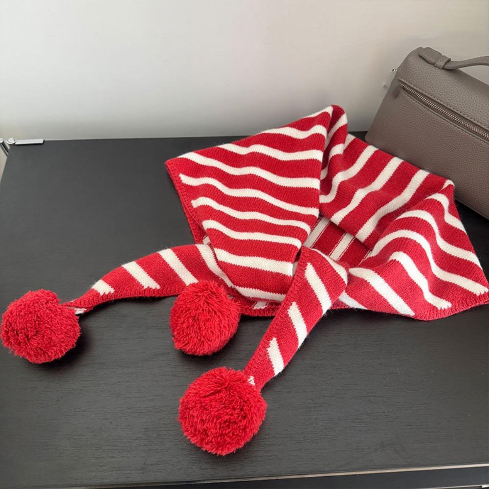 Thicken Triangular Knitted Shawl Long Stripe Scarf Retro Wool Scarf  Autumn Winter