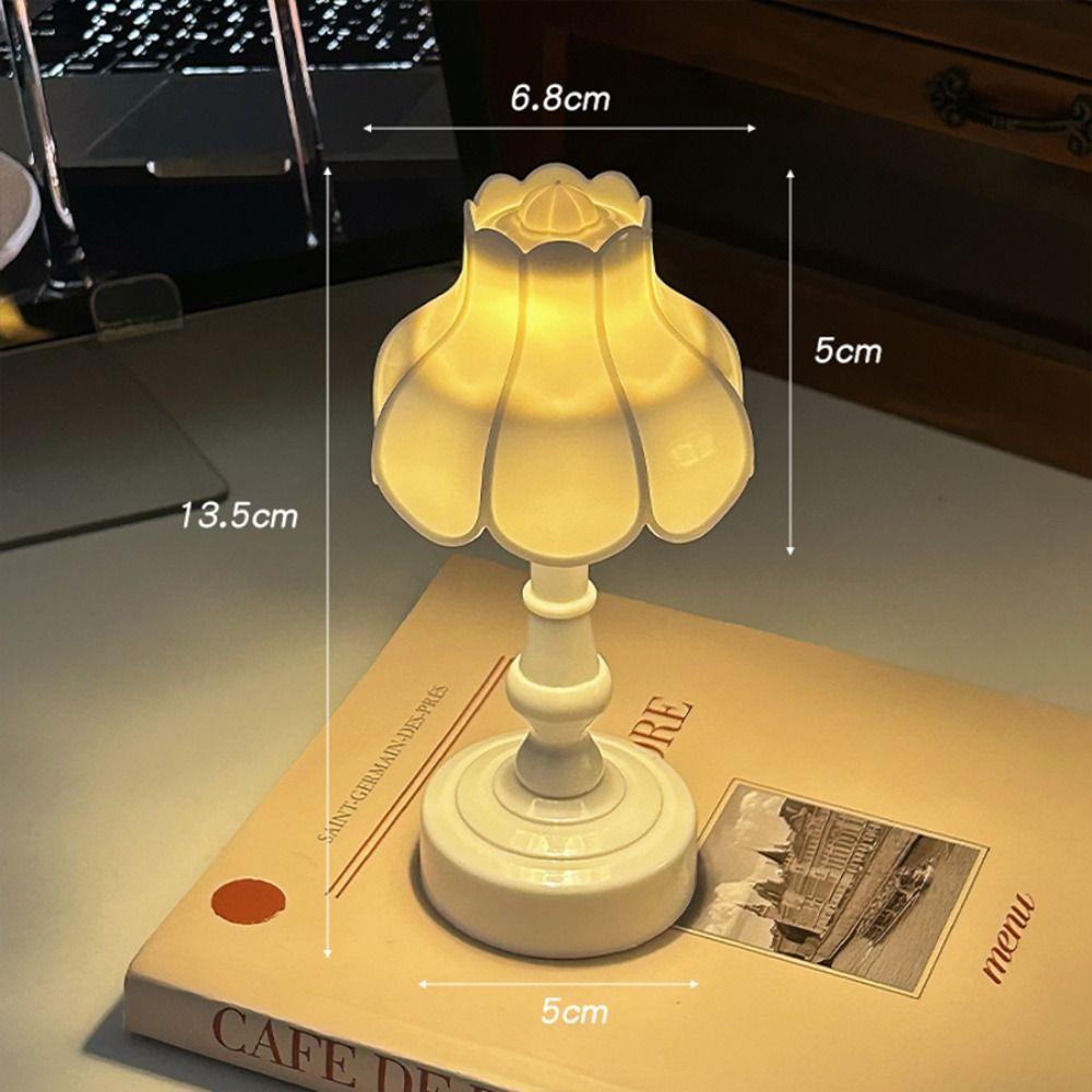 Dollhouse Miniature Flower Bud LED Table Lamps Simple Bedside Lamp Mini Night Light Home Decor