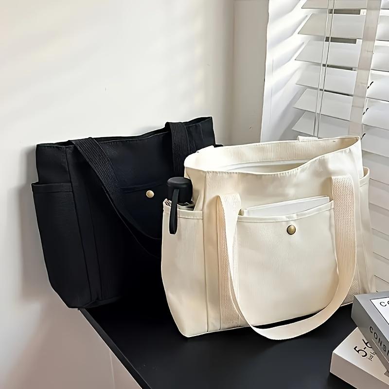 Multiple Pockets Canvas Tote Bag Spacious Canvas Tote Bag with Multiple Pockets Versatile Shoulder & Handbag for School, Work, Travel, and Shopping